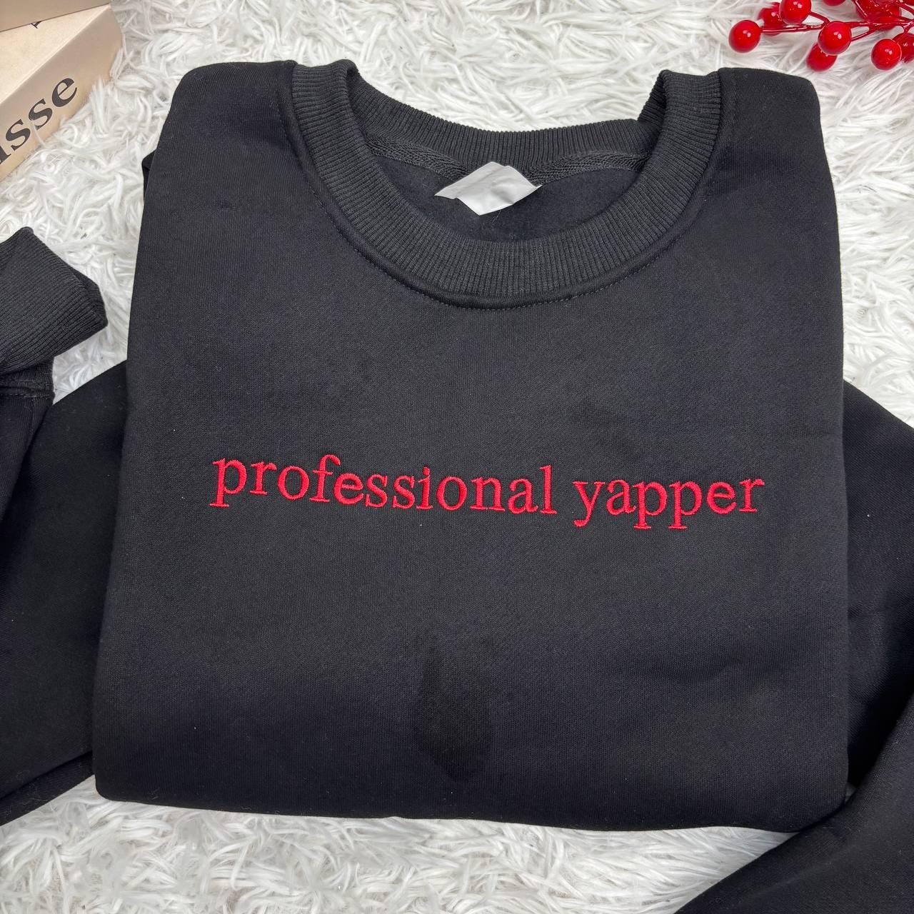 Embroidered Professional Yapper Sweatshirt, Funny Gen Z Meme Crewneck, Gift For Talkative Friend, Viral Quote Shirt, Sarcastic Humor Shirt