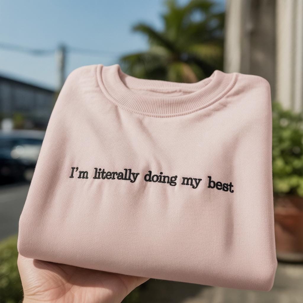 I'm Literally Doing My Best Embroidered Sweatshirt, Funny Sarcastic Quote Crewneck, Relatable Humor Shirt, Gift for Her