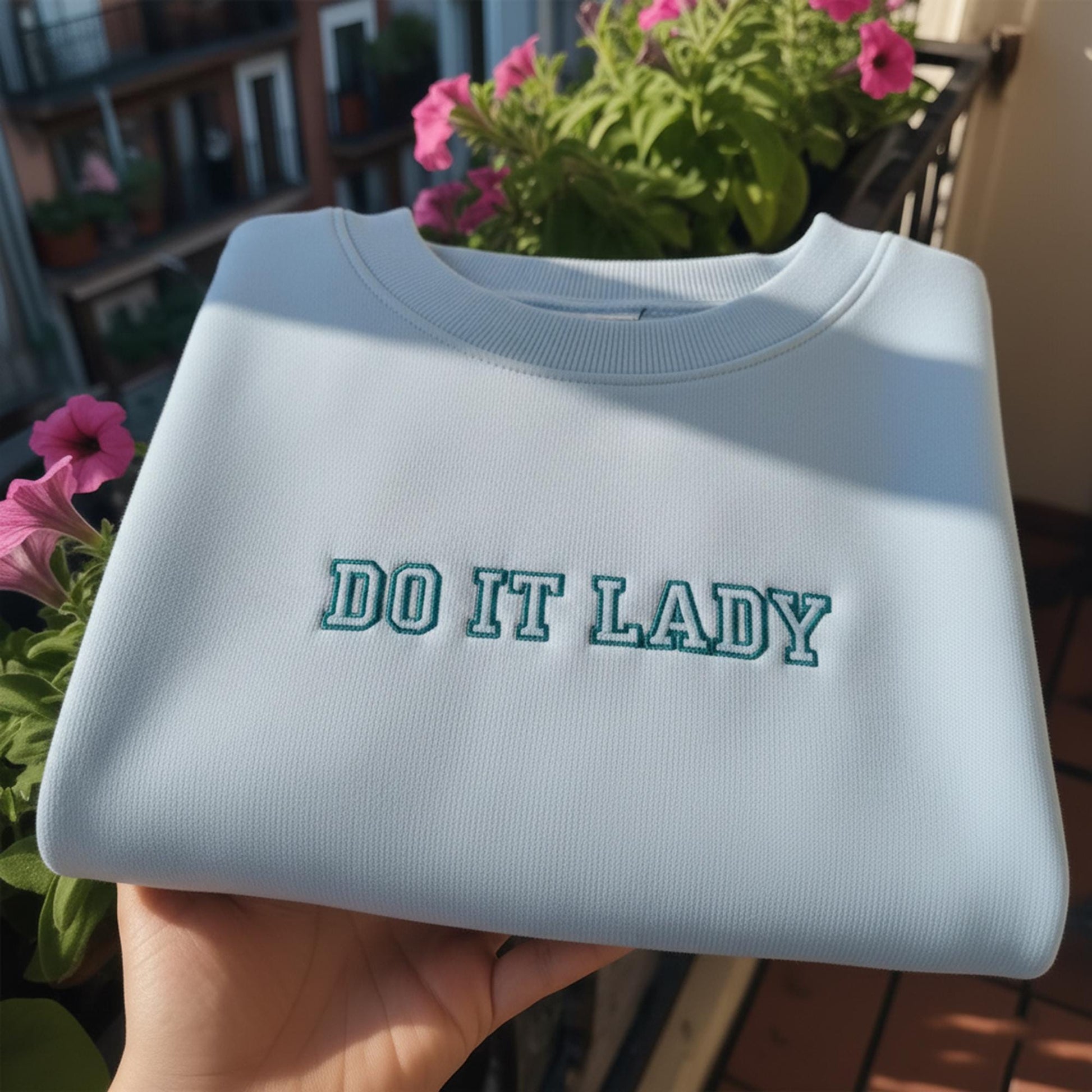 Do It Lady Embroidered Sweatshirt, Motivational Quote Crewneck, Aesthetic Varsity Style Pullover, Empowering Gift for Her