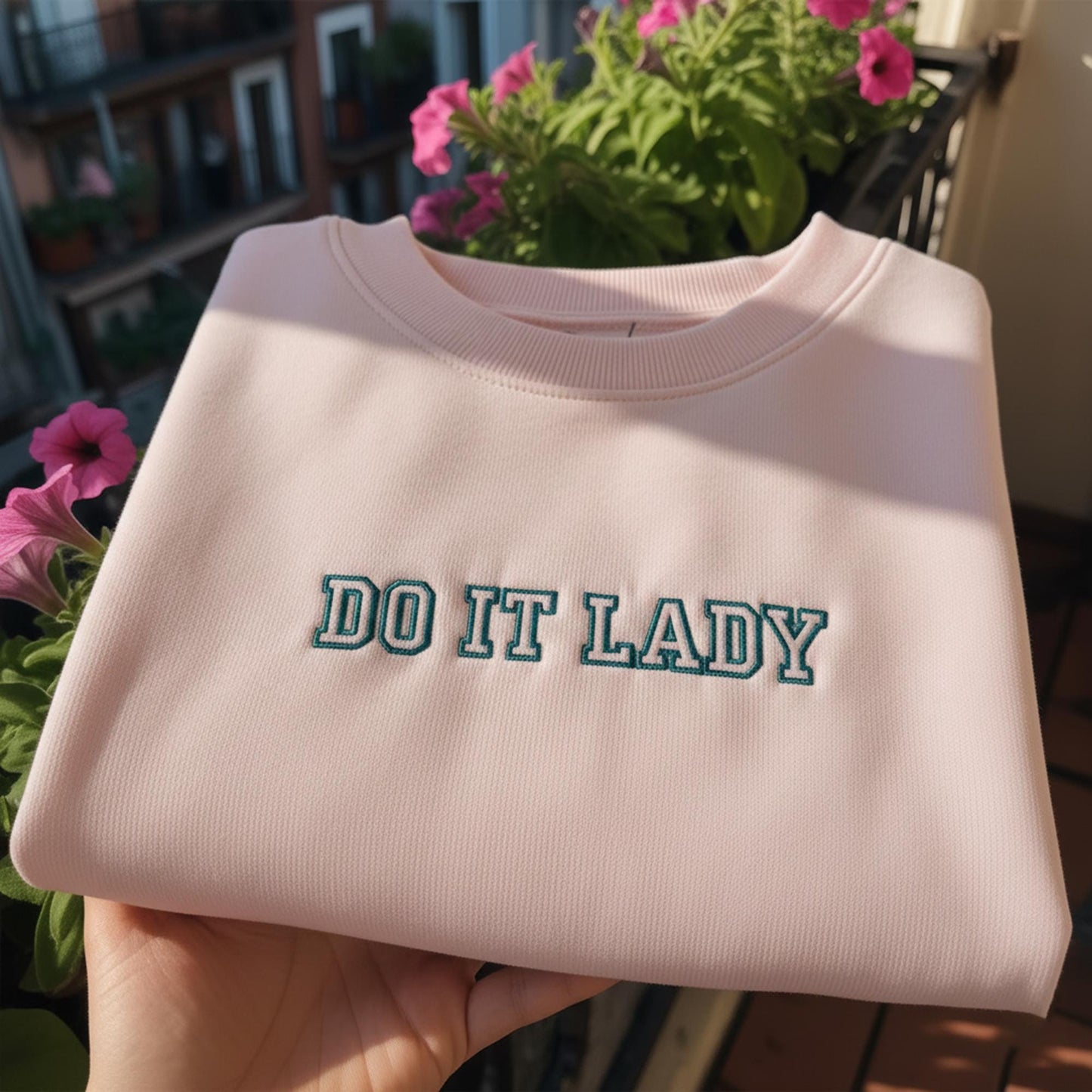 Do It Lady Embroidered Sweatshirt, Motivational Quote Crewneck, Aesthetic Varsity Style Pullover, Empowering Gift for Her