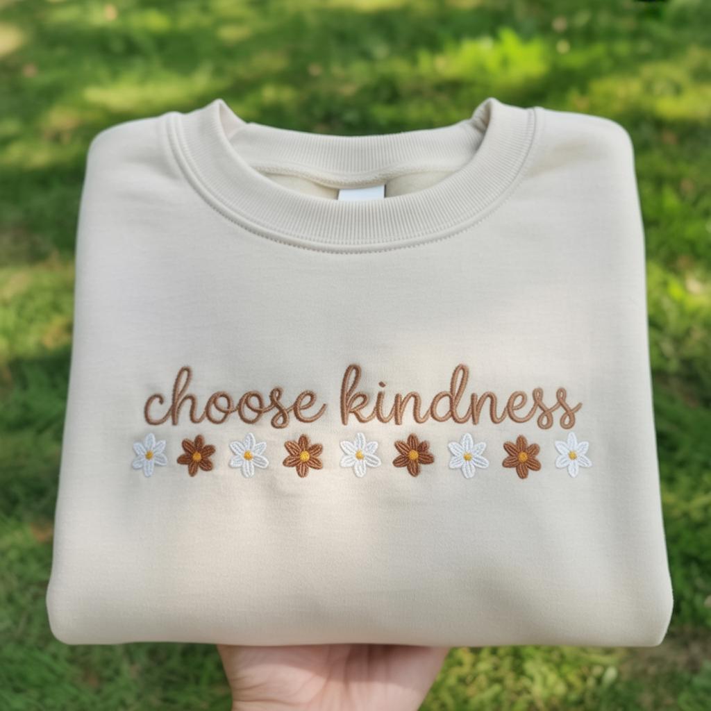 Choose Kindness Embroidered Shirt, Floral Positive Quote Sweatshirt, Mental Health Matters Crewneck, Aesthetic Wildflower Kindness Shirt