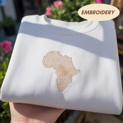 Africa Map Fingerprint Embroidered Sweatshirt, Black History Month Shirt, African Roots Sweater, Heritage Gift, Black Pride, Culture Shirt