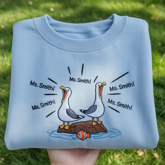 Custom Teacher Name Embroidered Sweatshirt, Funny Teacher Crewneck, Personalized Teacher Gift Shirt, Humorous School Faculty Sweater