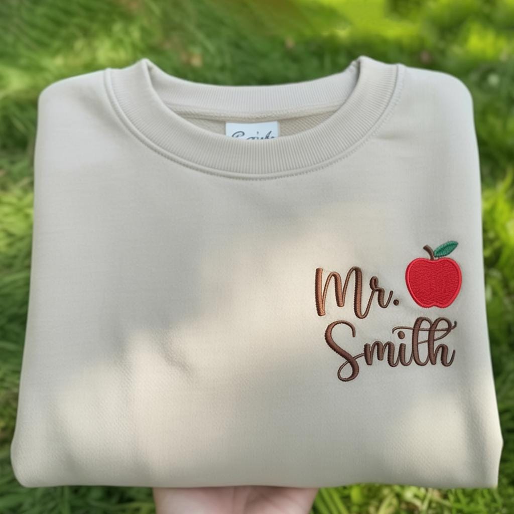 Embroidered Custom Teacher Last Name Sweatshirt, Back To School, Teacher Mrs Shirt, Personalize Teacher Shirt, Teacher Appreciation