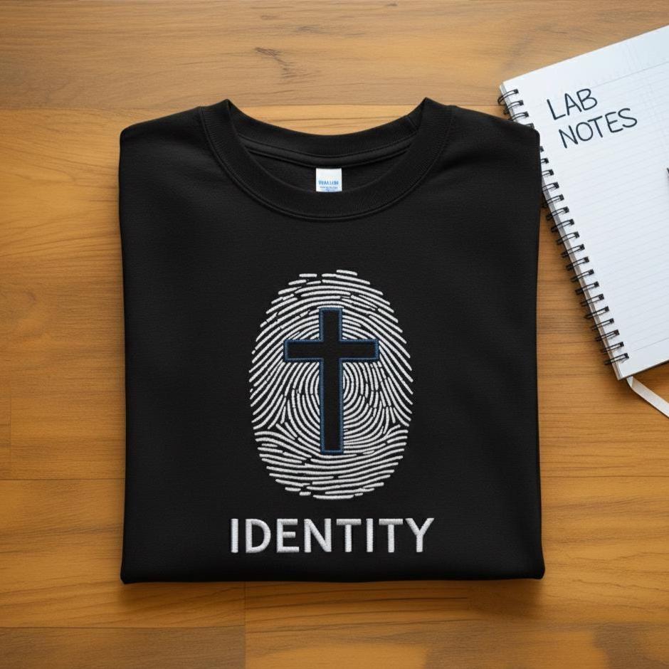 Sweatshirt Christian Identity Cross Embroidered Sweatshirt, Faith Fingerprint Design Crewneck, Inspirational Religious Gift