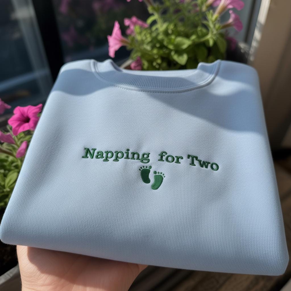 Napping For Two Embroidered Sweatshirt, Funny Pregnancy Announcement Crewneck, New Mom Nap Shirt, Maternity Pullover, Baby Shower Gift