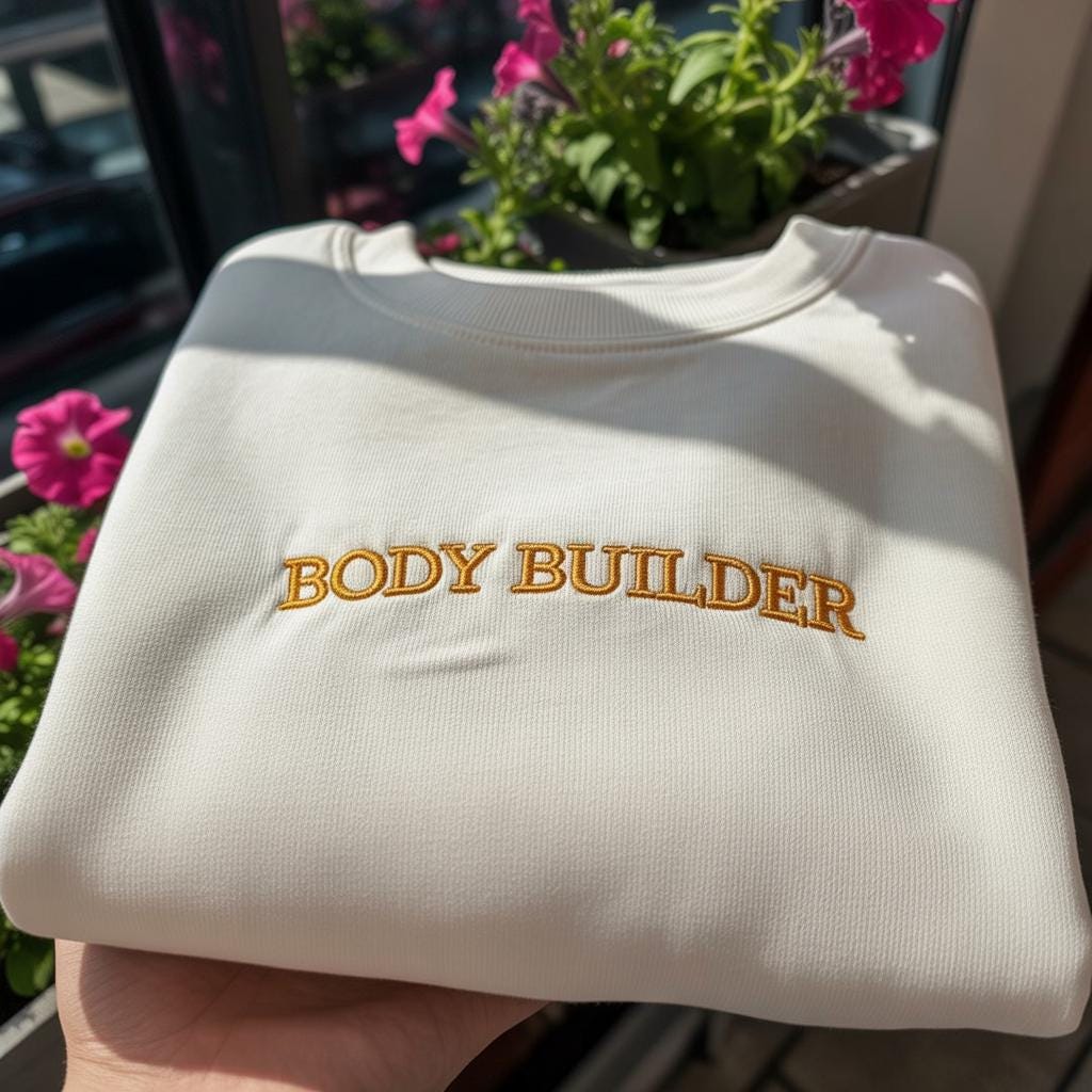 Body Builder Embroidered Sweatshirt, Funny Pregnancy Announcement Crewneck, New Mom Gift, Aesthetic Maternity Pullover, Baby Shower Gift