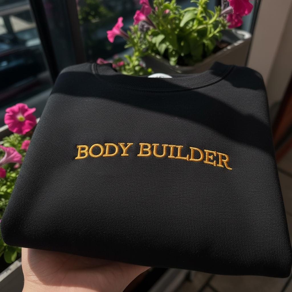 Body Builder Embroidered Sweatshirt, Funny Pregnancy Announcement Crewneck, New Mom Gift, Aesthetic Maternity Pullover, Baby Shower Gift