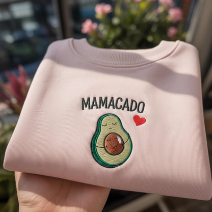 Mamacado Embroidered Sweatshirt, Funny Avocado Pregnancy Crewneck, New Mom Gift, Baby Shower Gift, Cute Pregnancy Reveal Shirt