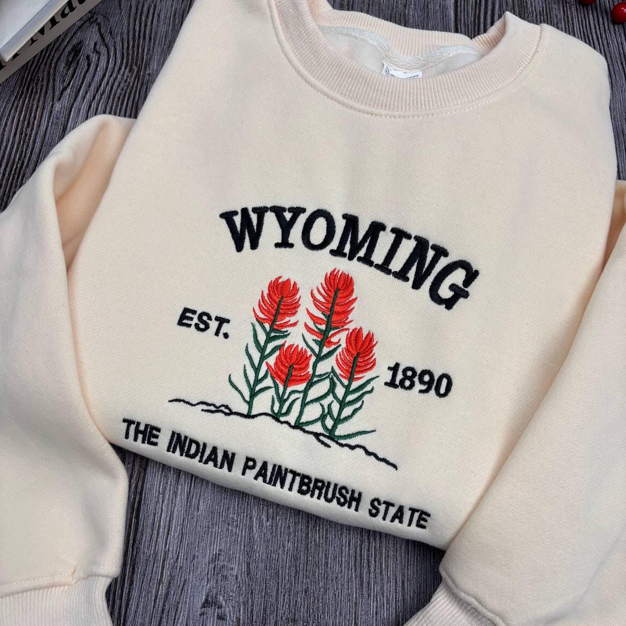 Wyoming Embroidered Sweatshirt, The Indian Paintbrush State Crewneck, WY Flower Gift Idea, Western Floral State Pride, Hometown Outfit