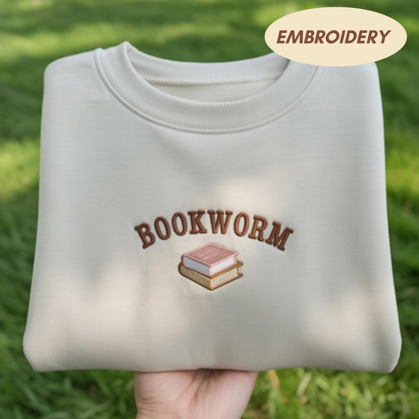 Bookworm Embroidered Shirt, Minimalist Book Lover Sweatshirt, Aesthetic Reading Crewneck, Gift for Bookish Girls, Librarian Style Shirt