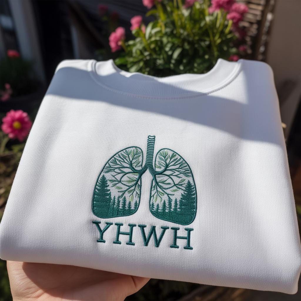 YHWH Lungs Nature Embroidered Sweatshirt, Christian Faith Breath Crewneck, Aesthetic Forest Lungs Pullover, Spiritual Gift Religious Shirt