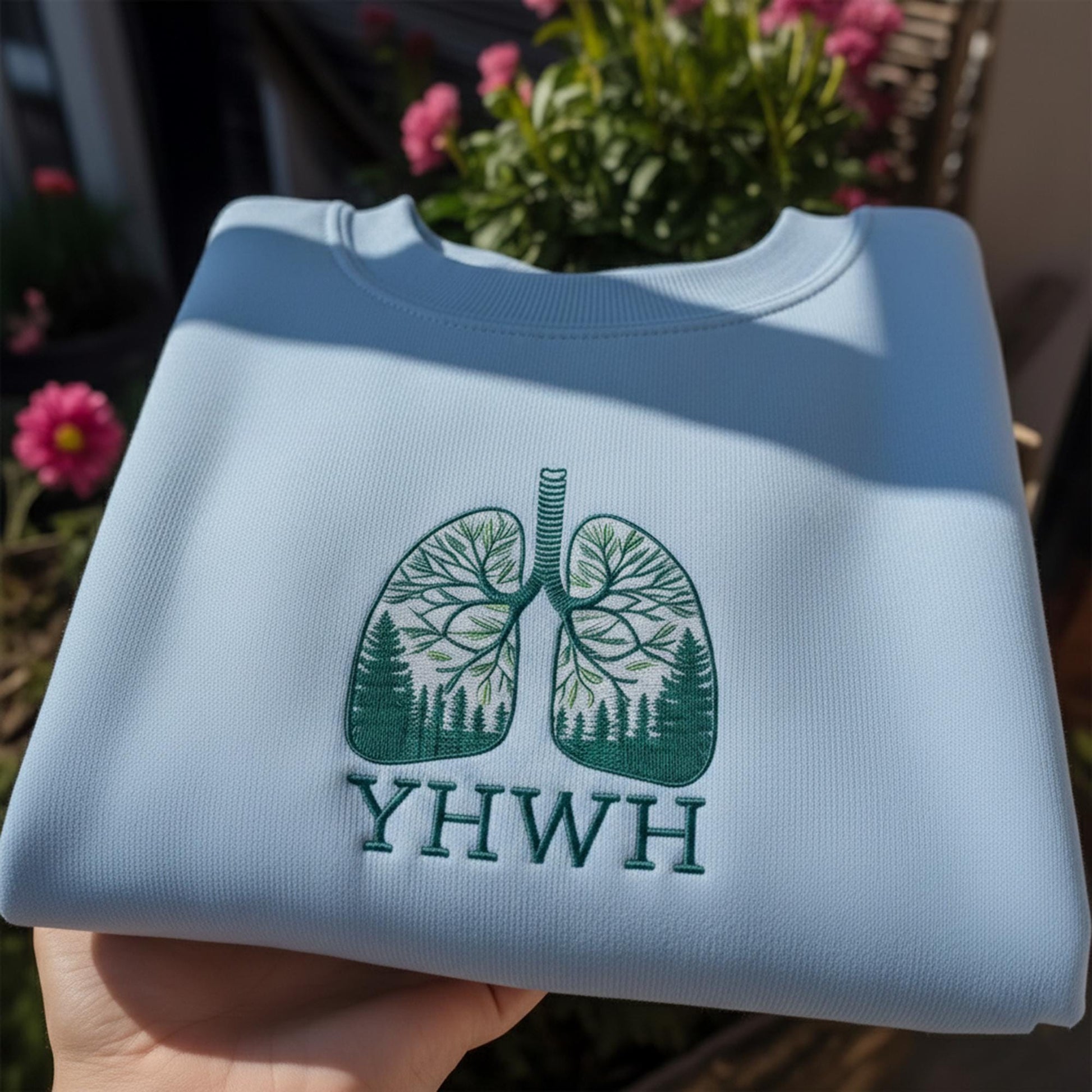 YHWH Lungs Nature Embroidered Sweatshirt, Christian Faith Breath Crewneck, Aesthetic Forest Lungs Pullover, Spiritual Gift Religious Shirt