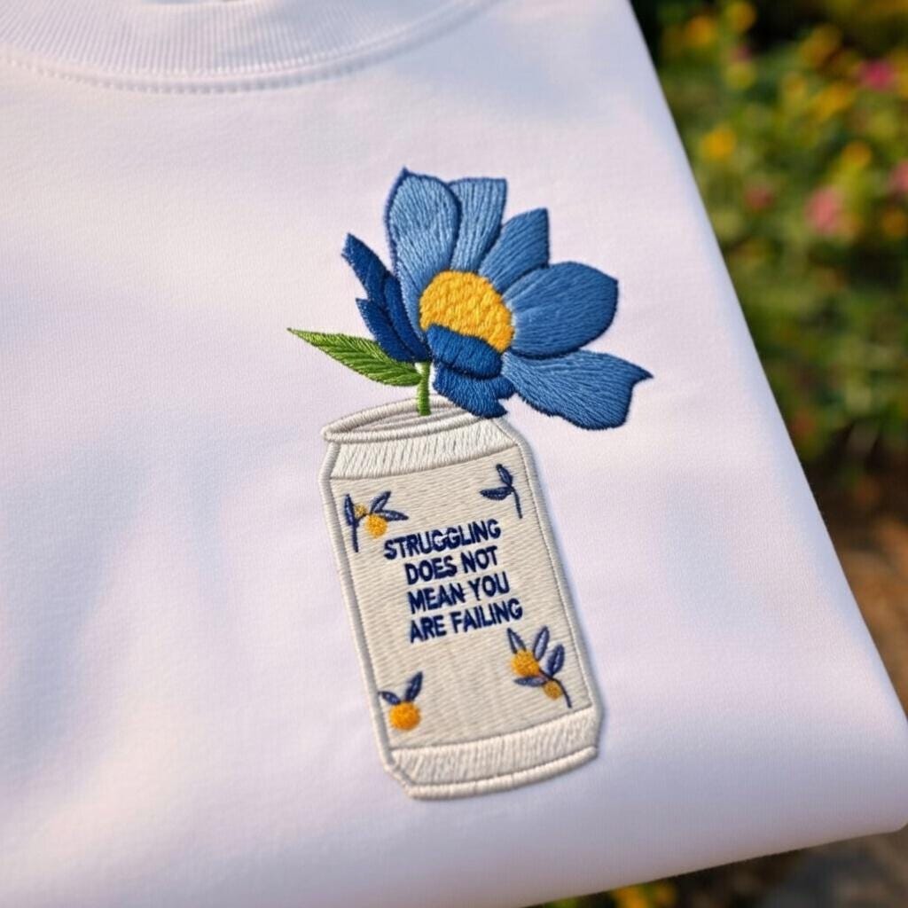 Embroidered Floral Quote Shirt, Self Love Unisex Tee