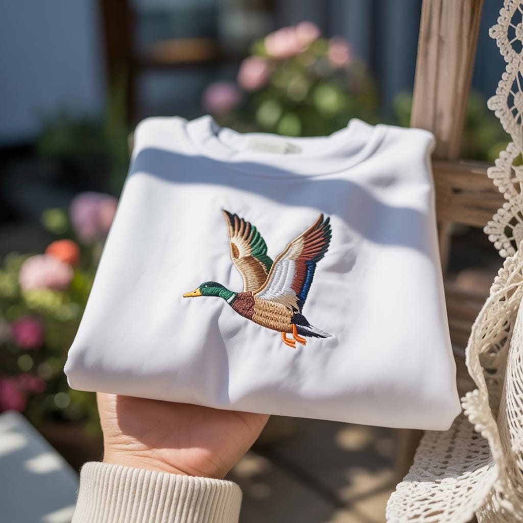 Sweatshirt Mallard Duck Embroidered Sweatshirt, Hunting Couple Gift, Rustic Outdoor Crewneck