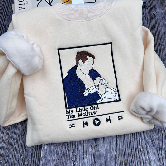 Custom Father Daughter Portrait Crewneck, Music Player Aesthetic Gift, Meaningful New Dad Pullover Shirt, New Dad 2026