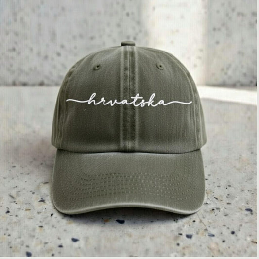 Embroidered Croatia Baseball Cap, Minimalist Croatian Flag Dad Hat