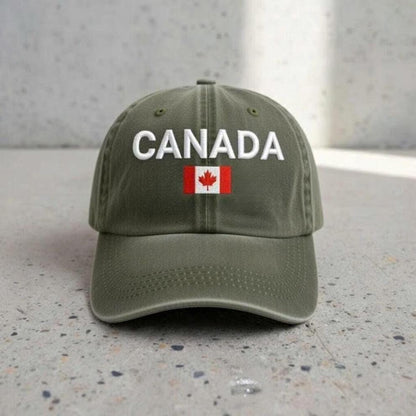 Embroidered Canada Flag Hat, The White North Dad Cap