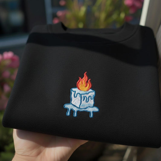 Subtle Anti ICE Embroidered Sweatshirt | Ice Melting Shirt | Satire Anti Trump Protest Shirt | No Human Is Illegal | Protect Immigrants