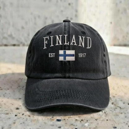 Embroidered Finland Flag Dad Hat | Vintage Baseball Cap