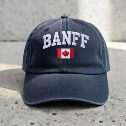 Embroidered Banff Dad Hat | Vintage Canada Flag Baseball Cap