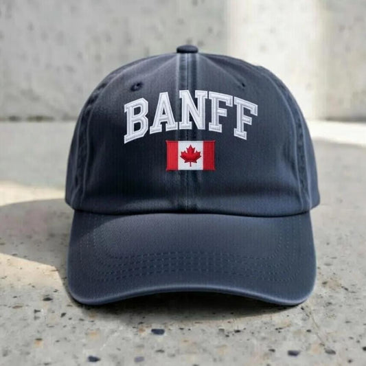 Embroidered Banff Dad Hat | Vintage Canada Flag Baseball Cap