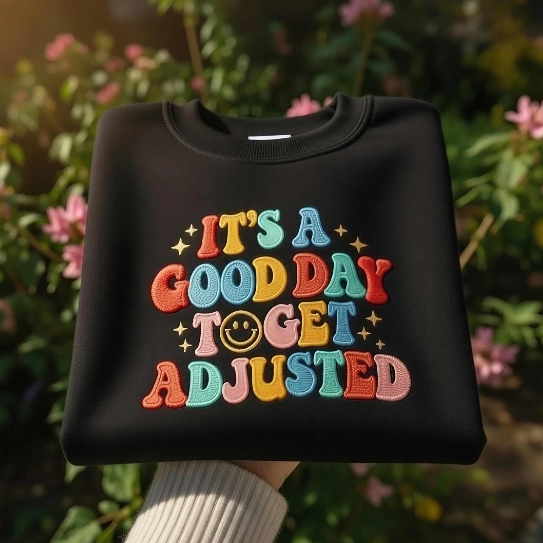 It’s A Good Day To Get Adjusted Embroidered Shirt, Retro Chiropractic Design with Custom Text, Funny Chiropractor Gift