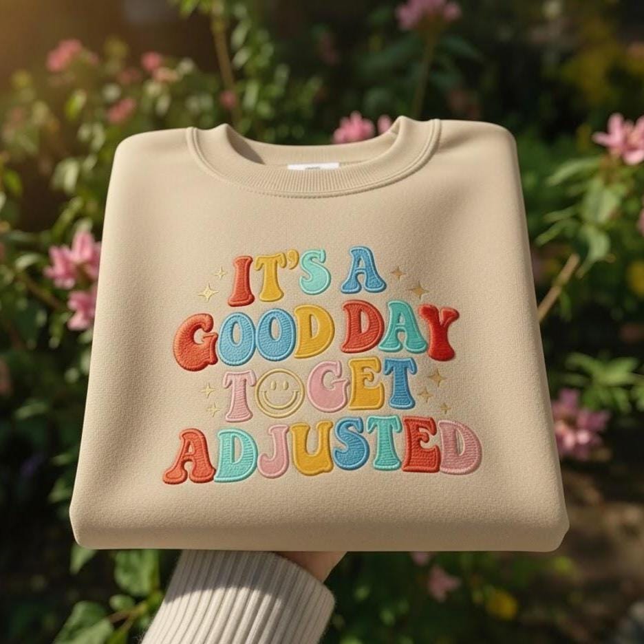 It’s A Good Day To Get Adjusted Embroidered Shirt, Retro Chiropractic Design with Custom Text, Funny Chiropractor Gift