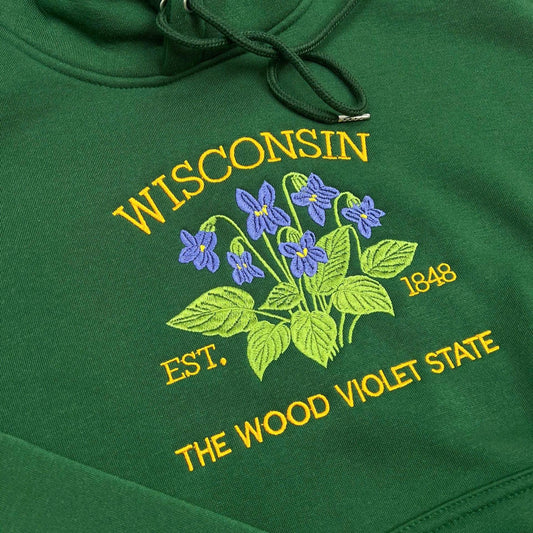 Wisconsin Wood Violet State Embroidered Sweatshirt State Flower Crewneck Midwest Nature Gift