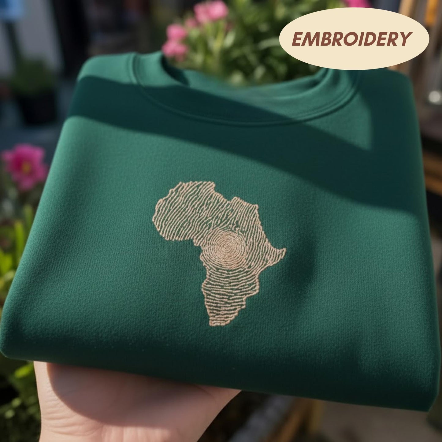 Africa Map Fingerprint Embroidered Sweatshirt, Black History Month Shirt, African Roots Sweater, Heritage Gift, Black Pride, Culture Shirt