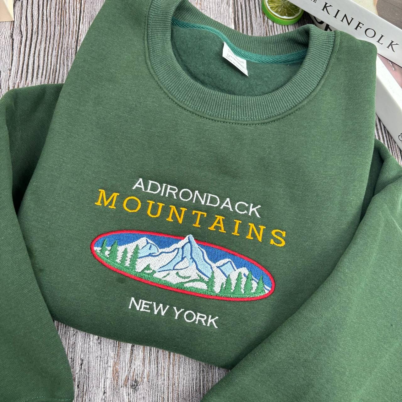 Adirondack Mountains New York Embroidered Sweatshirt, Nature Hiking Gift, Outdoor Adventure Crewneck, Adirondack Park Souvenir, NY Sweater
