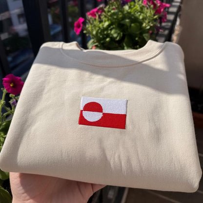 Sweatshirt Greenland Embroidered Sweatshirt, Greenland Flag Shirt, Minimal Nordic Country Sweatshirt, Travel Souvenir Gift