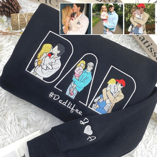 Embroidered dad shirt, Custom embroidered father tshirt, custom father embroidered tshirt, Custom embroidered photo, Sweatshirt-Hoodie shirt