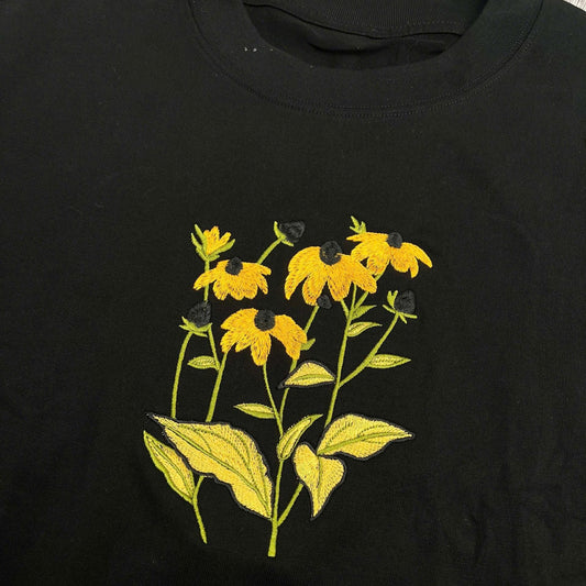 Embroidered Wildflower Shirt, Cottagecore Nature Tee