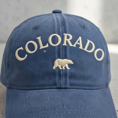 Colorado Embroidered Dad Hat, Mountain Bear Baseball Cap