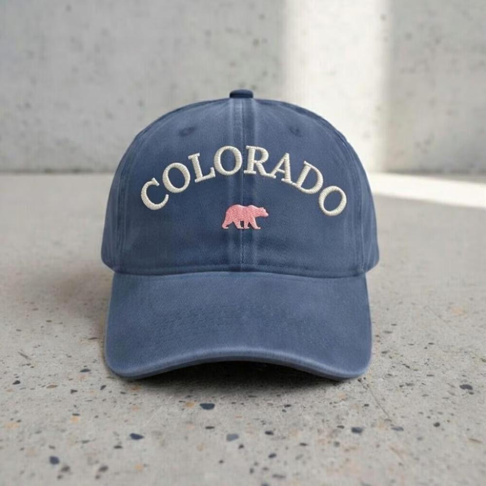Colorado Embroidered Dad Hat, Mountain Bear Baseball Cap