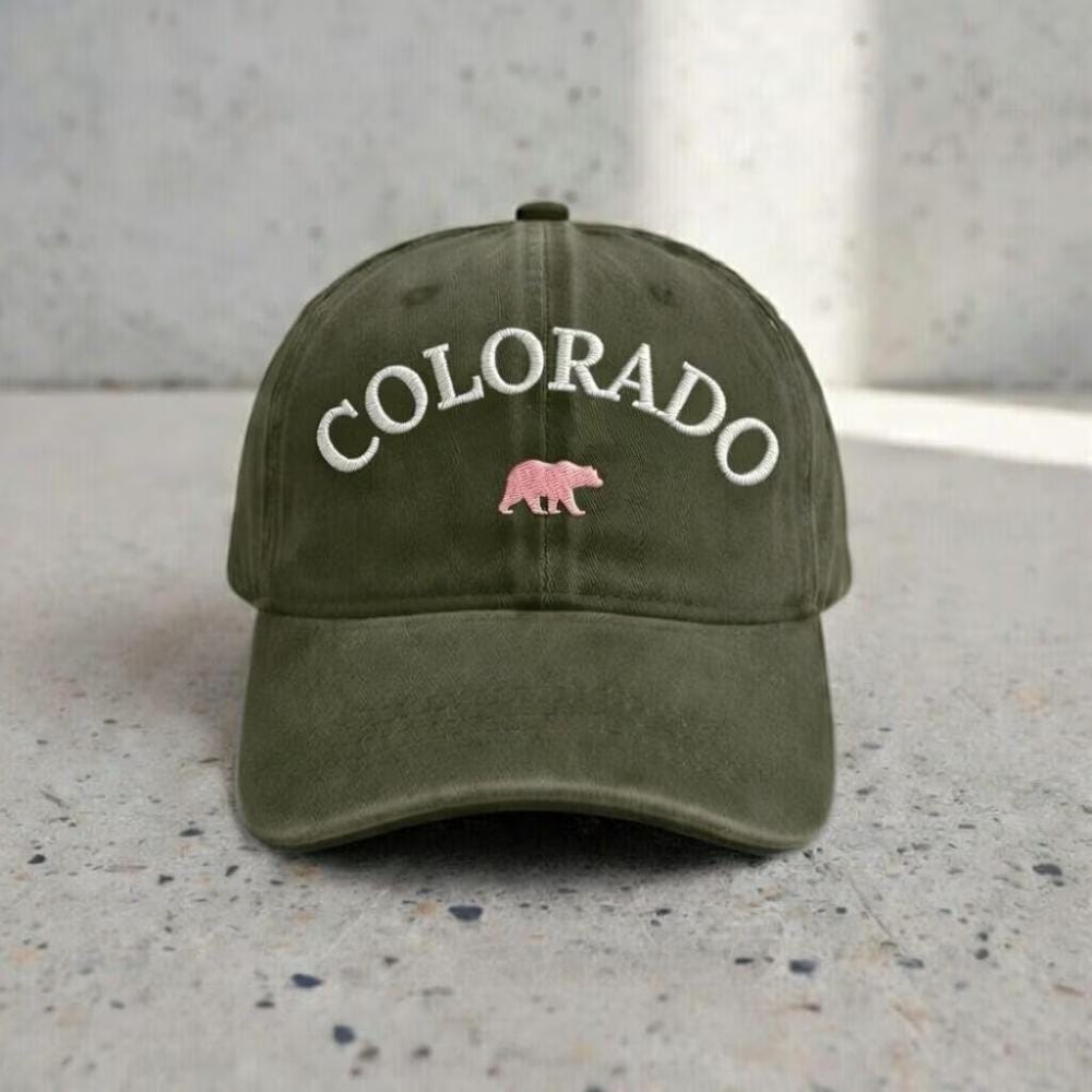 Colorado Embroidered Dad Hat, Mountain Bear Baseball Cap