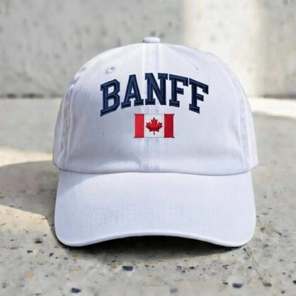 Embroidered Banff Dad Hat | Vintage Canada Flag Baseball Cap