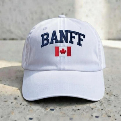 Embroidered Banff Dad Hat | Vintage Canada Flag Baseball Cap